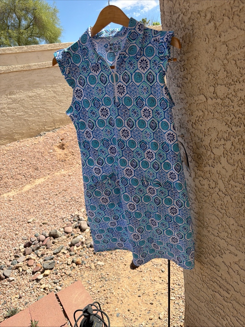 IBKUL Estela Mock Neck Sleeveless Dress M Medium Ladies Golf Tennis Blue S9